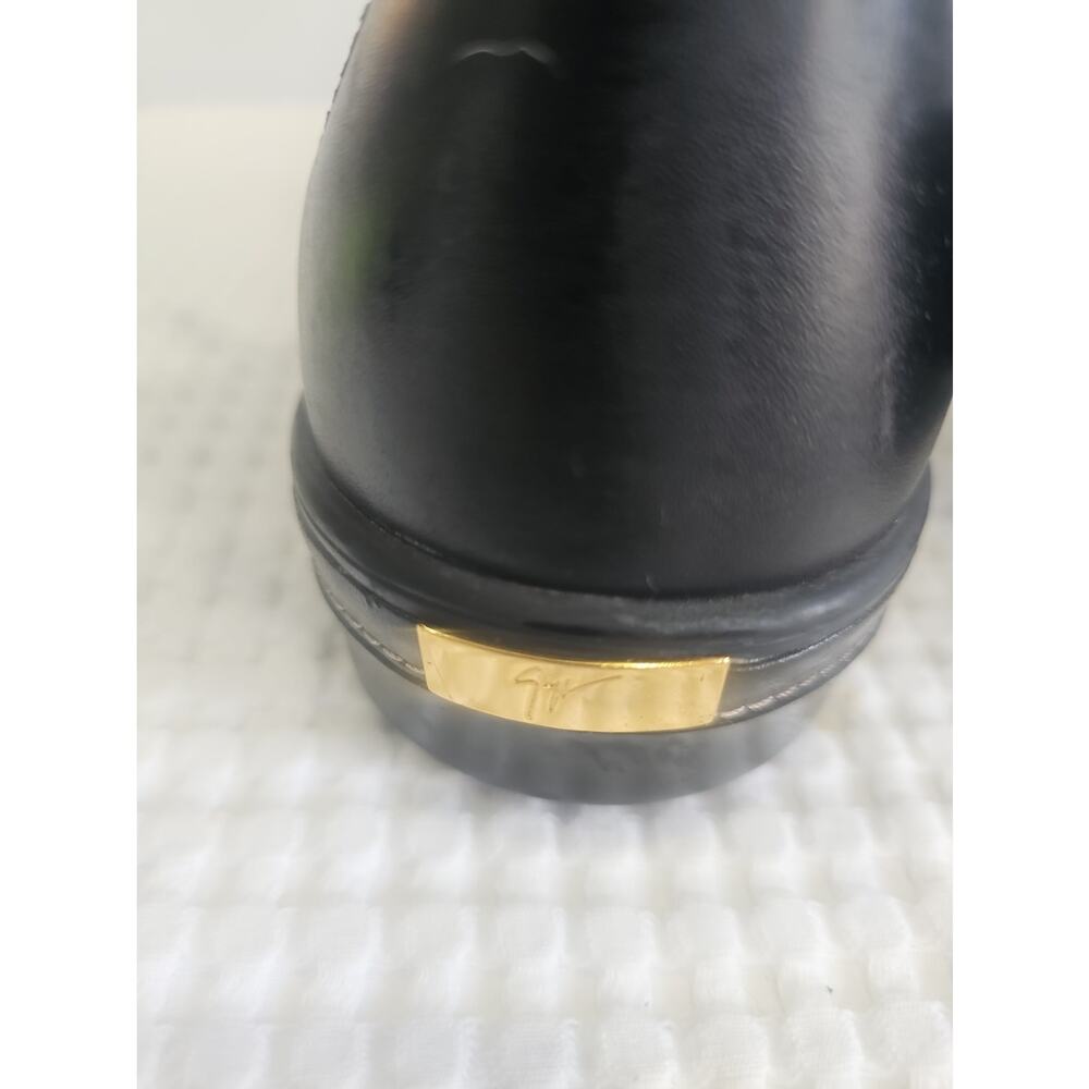 Giuseppe Zanotti Black Leather High Top Boot Sneakers Gold Zipper EU 43 - Picture 5 of 15